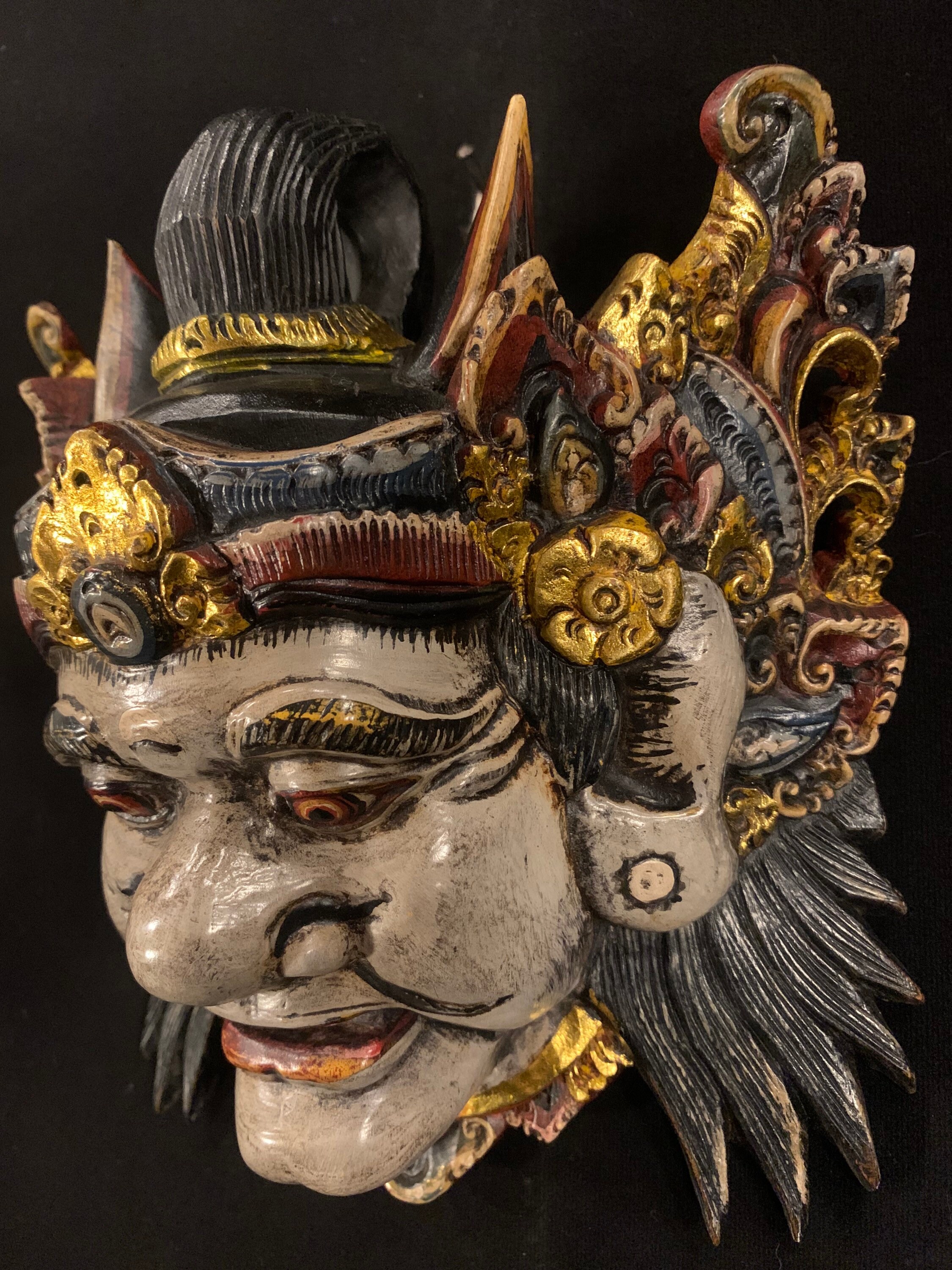 Vintage Balinese Barong Teak Wood Mask, Hand Carved Wall Art - Etsy