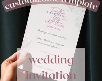 Pink/Green Wedding Invitation Template | Custom Template | Canva