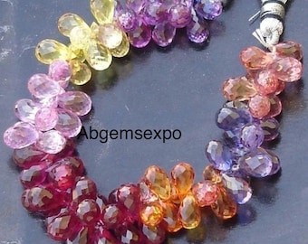 AAA+++ Rare Multi Sapphire Corundum Faceted Tear Drop Beads Gemstone. Tear Drop 40 Beads Pieces Quantity.Sapphire Tear Drop 10 MM Long Size.