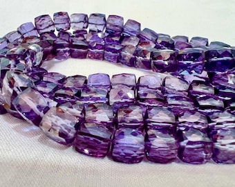Extremely Beautiful Natural Color Changes Alexandrite Faceted Cube Beads Gemstone.Alexandrite Faceted Cube Box 8" Long Strand 7-8 MM Size.