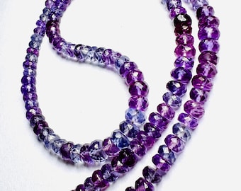 Rare Natural Color Change Alexandrite Faceted Rondelle Beads Gemstone.Alexandrite Faceted Beads 16" Long Strand Necklace Size 6-8 MM