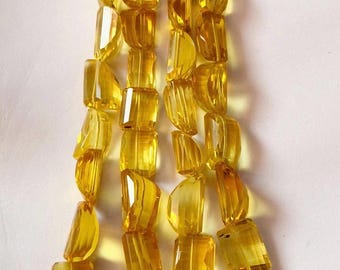 Extremely Beautiful Rare Yellow Sapphire Faceted Nuggets Beads Gemstone.Yellow Sapphire Nuggets 8" Long Strand Necklace.Size 8-12 MM