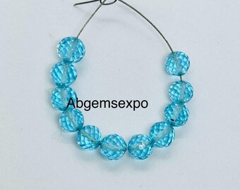 Extremely Beautiful Natural Color Sky Blue Sapphire Corundum Faceted Round Beads Gemstone.Sky Blue Sapphire 10 Beads Pieces.Size Variation