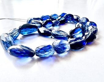 Extremely Beautiful Rare Blue Sapphire Corundum Faceted Nuggets Beads Gemstone.Sapphire Faceted Nuggets 8"Long Strand.Size 10 x 12 MM Approx.