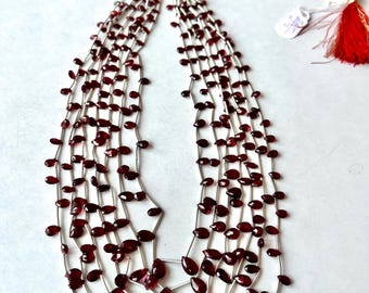 Rare Natural Ruby Spinal Burmese Faceted Pear Shape Beads Gemstone.Spinal Beads 16"Long Strand Necklace.Spinal Beads 8-10 MM Making Jewellery
