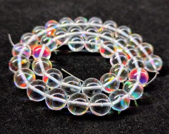 Extremely Beautiful Mystic Quartz Fire Rainbow Smooth Round Beads Gemstone.Fire Rainbow Quartz 8"Long Strand.Making For Jewellery.Size 8 MM