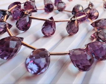 Natural Color Changes Stone Alexandrite Faceted Tear Drop Beads Gemstone.Alexandrite Tear drop Beads 8 x 10 MM 16" long Strand Necklace.