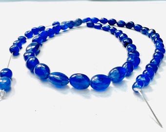 Extremely Beautiful Blue Sapphire Smooth Rondelle Beads Gemstone.Blue Sapphire Nuggets 16" Long Strand.Size 8-10 mm. making for jewelry.