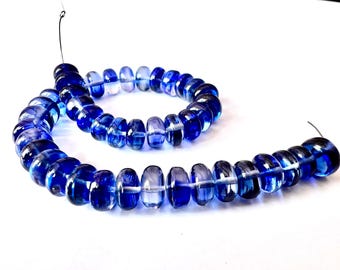 Extremely Beautiful Blue Sapphire Corundum Smooth Rondelle Beads Gemstone.Blue Sapphire Smooth Beads 8" Long Strand.Sapphire Beads variation