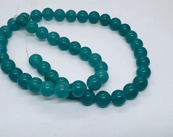 Amazonite and Green Smooth Round Beads Gemstone.15 Inch long Strand Necklace.Size 8 mm.Making For Jewelry Beads