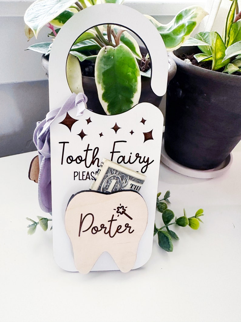 Tooth Fairy Money Holder Tooth Holder Door Hanger Tooth Pouch image 3