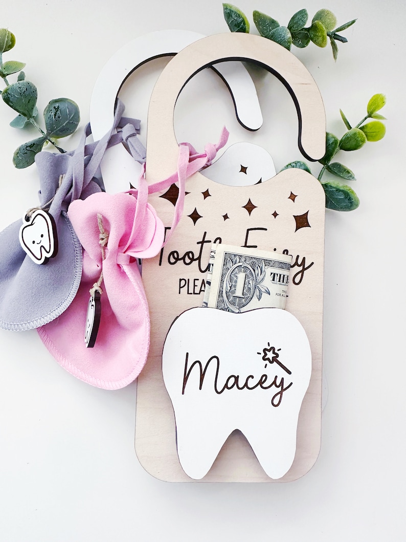 Tooth Fairy Money Holder Tooth Holder Door Hanger Tooth Pouch image 2