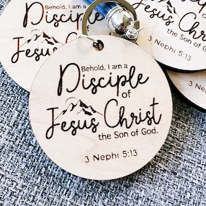 2024 Youth LDS Theme Keychain with Tassel - Nephi 5:13-Behold I am a disciple of Jesus Christ