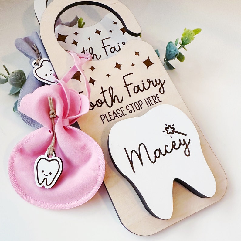 Tooth Fairy Money Holder Tooth Holder Door Hanger Tooth Pouch image 1