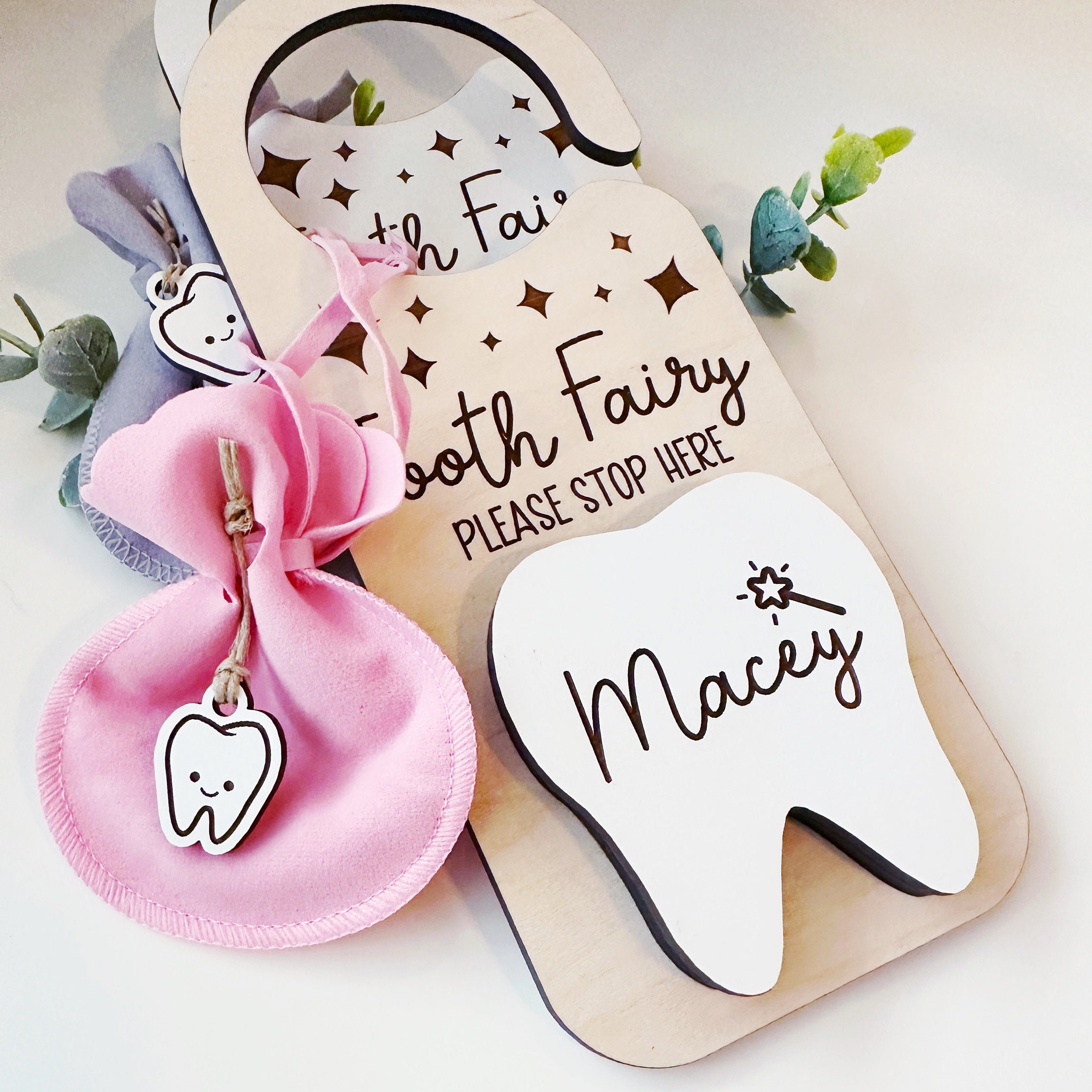 Tooth Fairy Door Hanger, With Money Holder Wooden Tooth Door Hanger Box