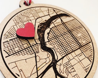 Engraved Map Ornament - Personalized - Christmas - First Christmas