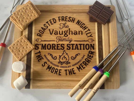 Smores Prep Board Personalized Family Name Toasting Sticks Camping  Accessories 