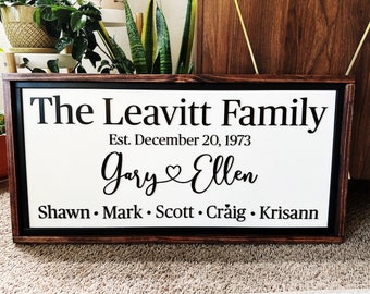 Family Name Sign - Wooden Sign - Personalized - Anniversary Gift