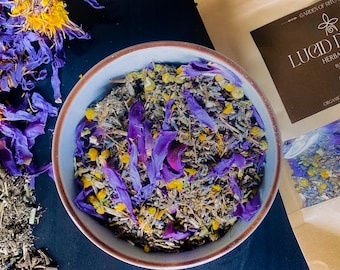 Mezcla de hierbas LUCID DREAM: Loto azul, valeriana, artemisa, melisa, manzanilla, lavanda
