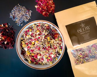 Mezcla de té de hierbas GLOW: Apoyo para la piel, el cabello y el chakra de la coronilla