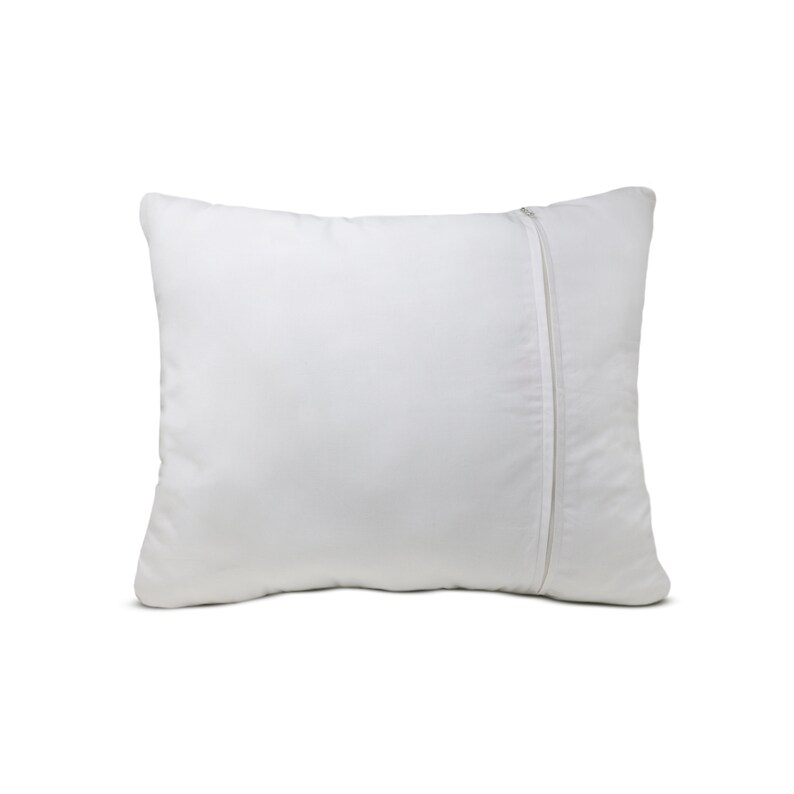 Reverse side of the shams and pillow cover with a plain white cotton back and zipper closer for a neat look.