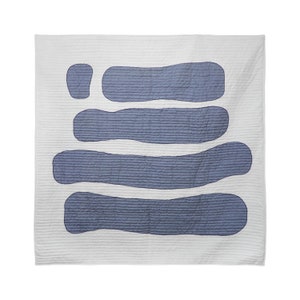 Blue Stonehenge Quilt, Blue White Cotton Quilt, Handmade Pick Stitch Quilt, Shams Sold Separately, Washable Quilt, Cotton Coverlet Bedspread