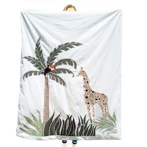 Jungle Duvet Cover, Boys Room Bedding, Safari Duvet Cover, Safari Bedding, Giraffe Jungle Animal Theme Bedding, Woodland Theme Cotton Duvet