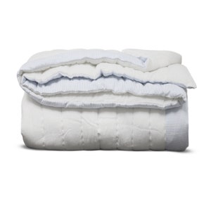 Blue White Cotton Quilt With Striped Edge, Handmade Quilt and Shams, Available in Multiple Sizes, Dorm Bedding, Dutch Euro Sham