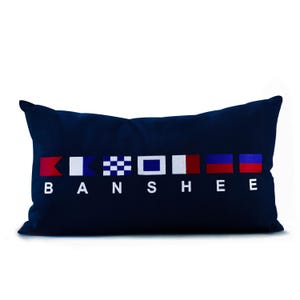 Embroidery Custom Nautical Flag Pillow Cover, Personalized Flag Throw Pillow Case, International Maritime Flags Pillow Cover, Monogram Navy