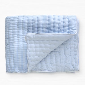 Dorm Quilt, Kids Cotton Quilt, Toddler Bedding, Gift For Kids, Blue White Cotton Quilt, Breathable Cotton Quilt, Machine Washable Quilt