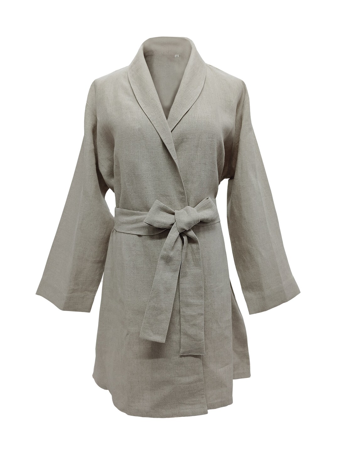 Natural Linen Bathrobe, Gift for Women, Dressing Gown, Personalized