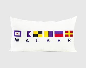 Dorm Pillow Cover, Embroidery Nautical Flag Pillow Cover, Custom Flag Pillow, International Maritime Flag Pillow, Custom Monogrammed US Navy