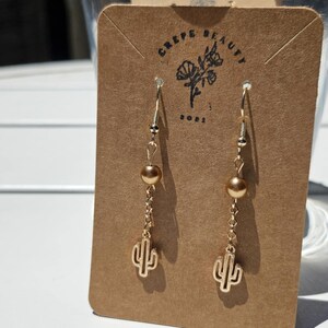 Boucles D'oreilles Pendantes Style Cactus Perles Jaunes - Neuf Avec étiquettes - Look Bohème Et Joyeux