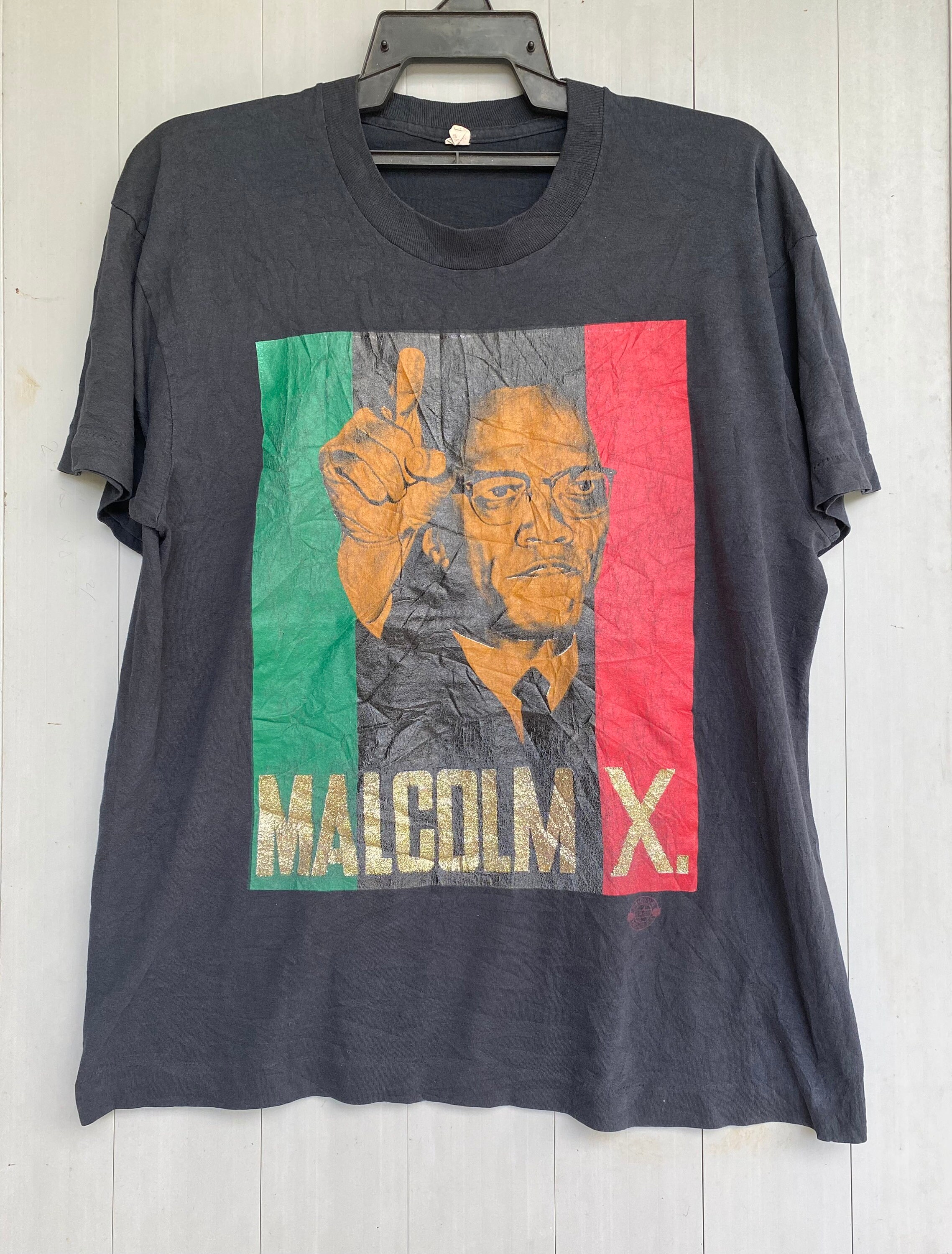 Vtg 80s Malcom X Big Graphic t shirt