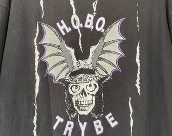 Vtg jaren '90 OG Hip Hop Groep H.O.B.O Trybe Promo Hype Recordz T-shirt