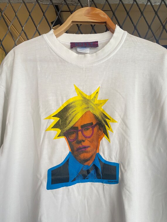 Vtg 90s Andy Warhol Face Graphic by Dolly Bionic T Shirt Art / Pop