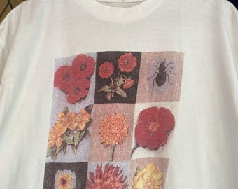 Vtg 90s Banana Republic Flower Art T shirt / Pop Art / Rare