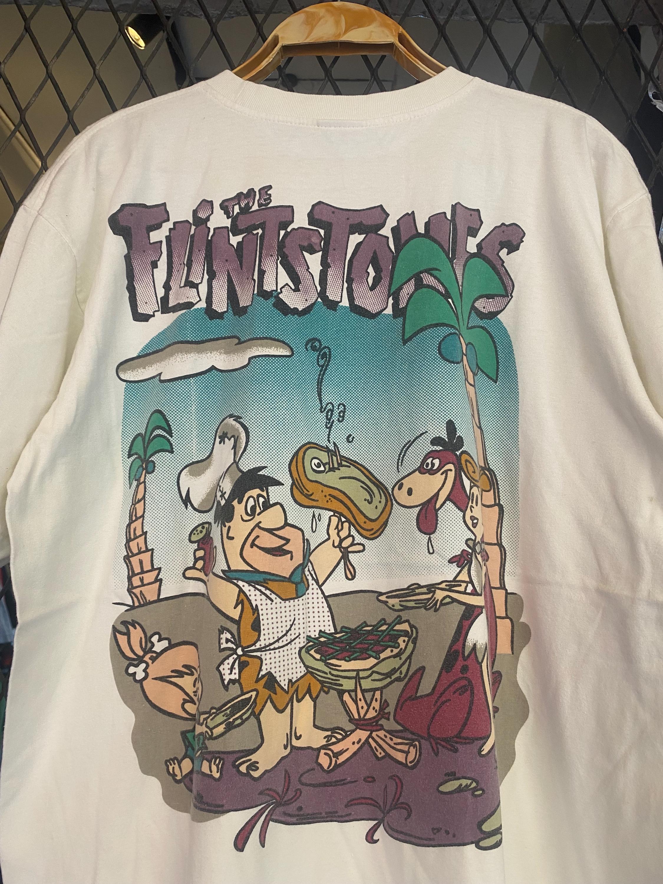Vintage 90's Fred the Flintstone Backhit Grap White Promo T Shirt