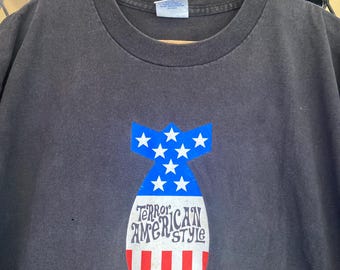 Vtg Y2K Terror American Style Parody T shirt / Artwork / Promo / Punk Rock