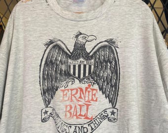 Vtg 90s Ernie Ball Strings and Things T shirt / Promo Vintage shirt Distressed