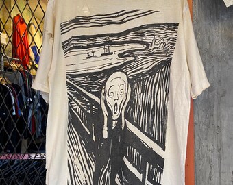 Vtg 90s Edvard Munch the Cry the Scream OVP Art T Shirt Distressed