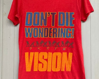 Vtg 80s Vision Street Wear skate t shirt 2 sided