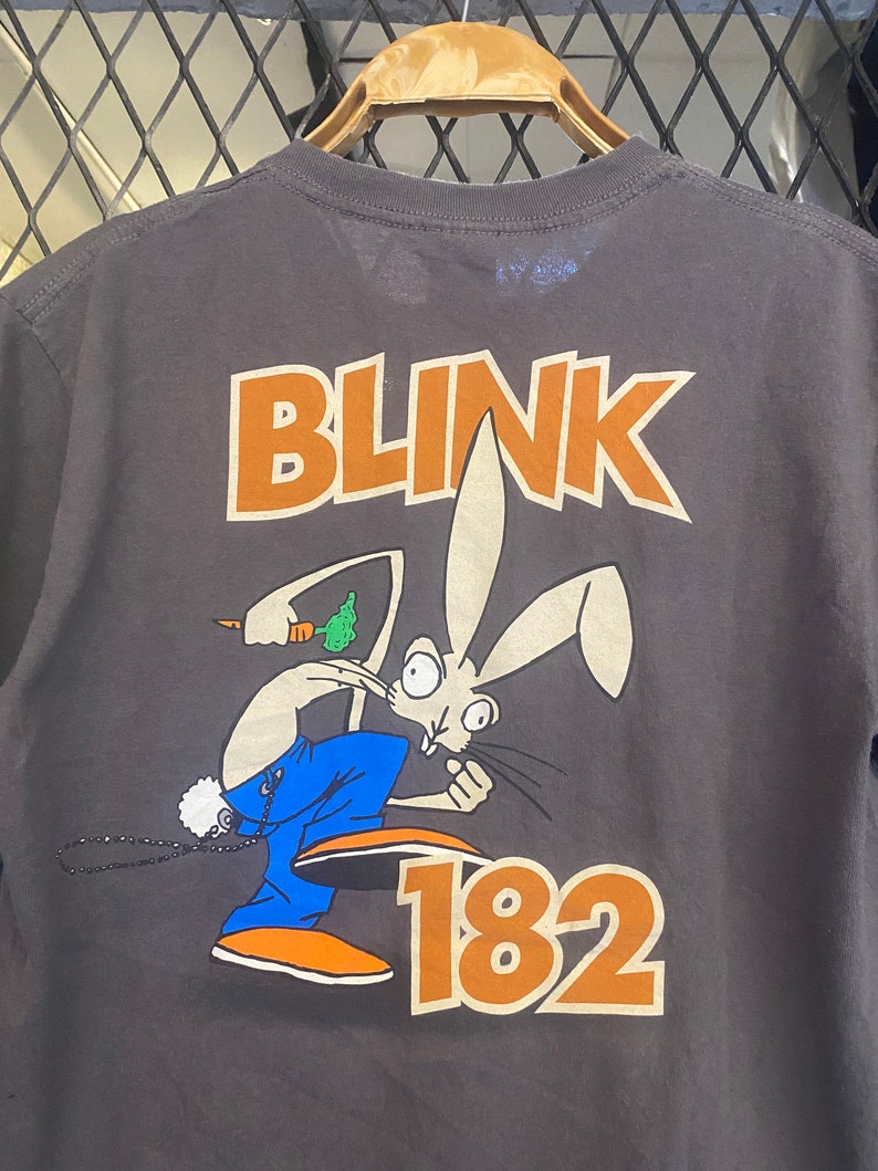 T-shirt Vintage Blink 182 Bunny Carrot Années 90 - Gris Taille L
