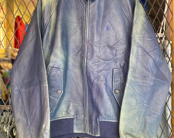 Sun Faded Polo By Ralph Lauren Leather Vtg Jacket