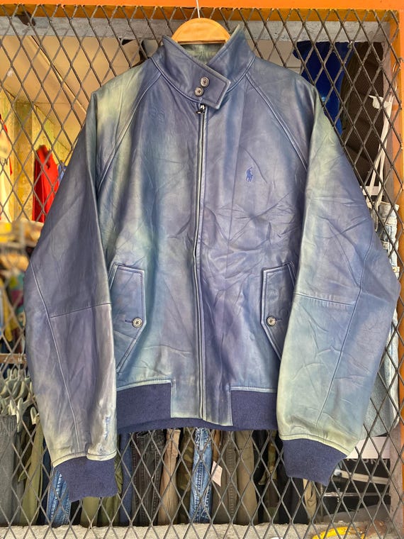 Sun Faded Polo By Ralph Lauren Leather Vtg Jacket
