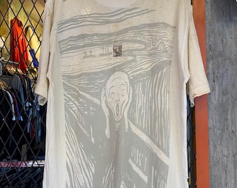 Vtg 90s Edvard Munch The Cry The Scream OVP Art T Shirt Distressed Tee