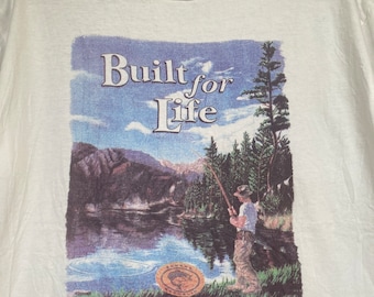 VTG 90er Jahre Banana Republic Buit For Life Angeln T-Shirt / Kunst / Kunstwerk / Grafik