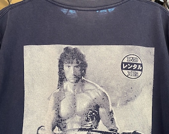 Vtg Rambo Movie Graphic Sylvester Gardenzio T shirt Promo Movie Tee
