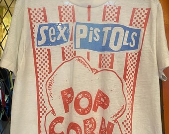 Super Rare 80s Jamie Reid Art Pop Corn Sex Pistol Vtg T shirt