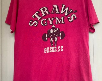 Vtg 90s Straw's Gym T-shirt / Gold Gym